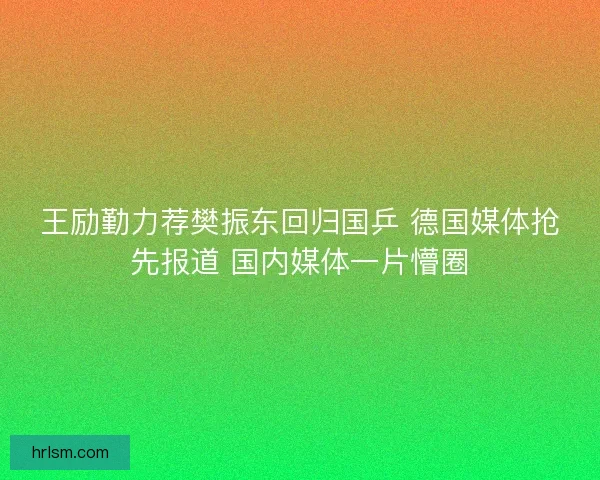 王励勤力荐樊振东回归国乒 德国媒体抢先报道 国内媒体一片懵圈