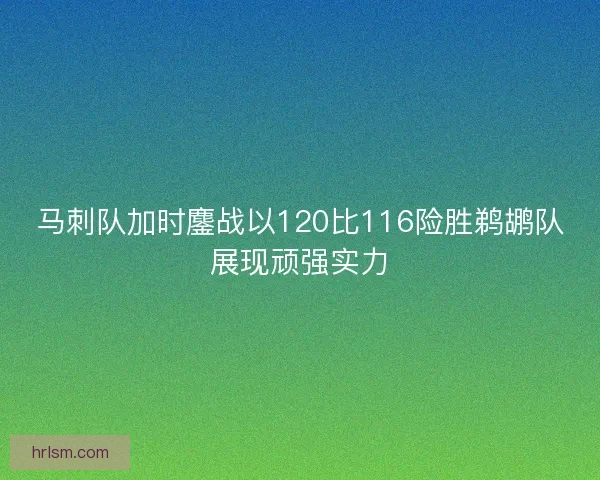 马刺队加时鏖战以120比116险胜鹈鹕队展现顽强实力
